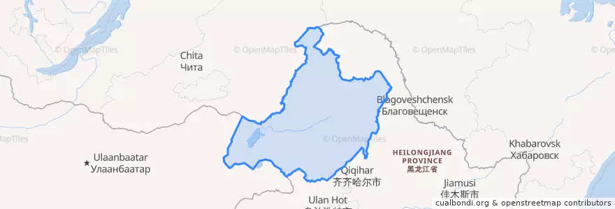 Mapa de ubicacion de 呼伦贝尔市.