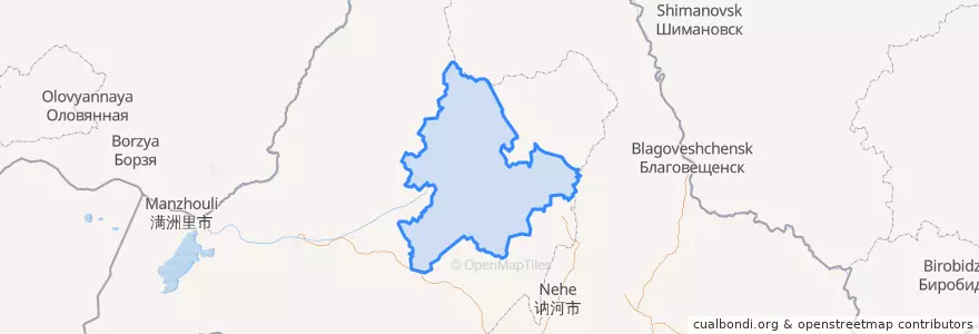Mapa de ubicacion de 鄂伦春自治旗 Орчон.