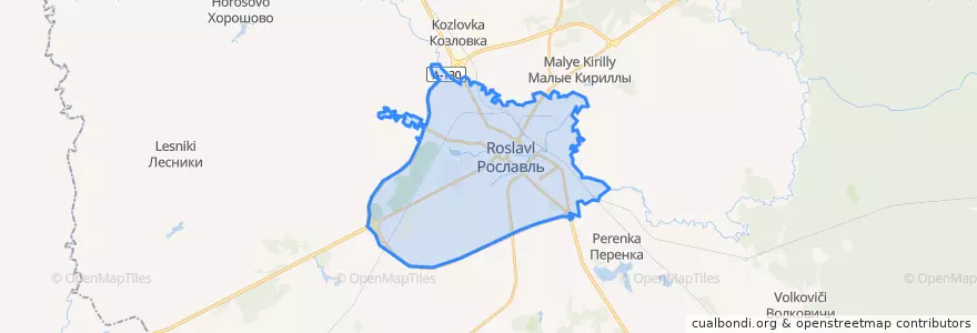 Mapa de ubicacion de Рославльское городское поселение.