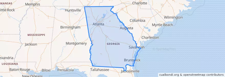 Mapa de ubicacion de Georgia.