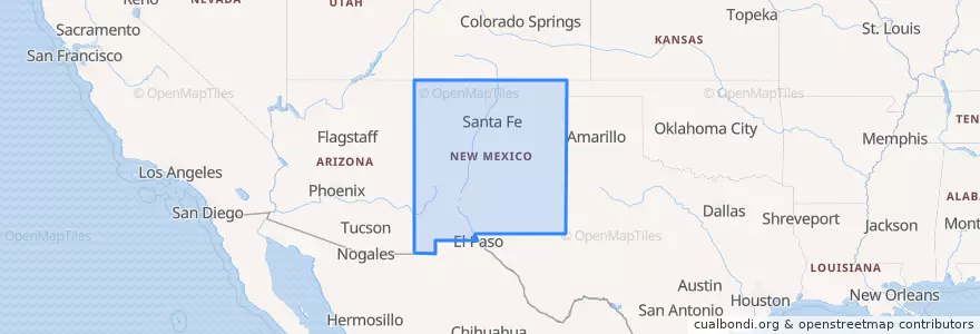 Mapa de ubicacion de New Mexico.