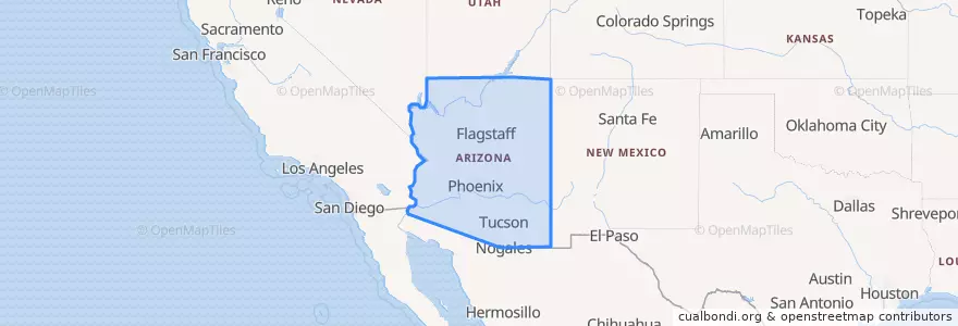 Mapa de ubicacion de Arizona.