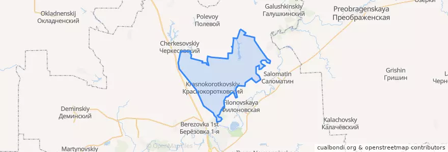 Mapa de ubicacion de Краснокоротковское сельское поселение.