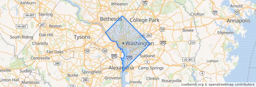 Mapa de ubicacion de District of Columbia.