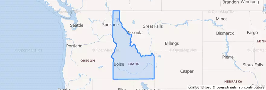 Mapa de ubicacion de Idaho.