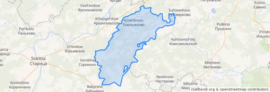 Mapa de ubicacion de Емельяновское сельское поселение.