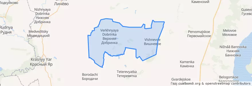 Mapa de ubicacion de Верхнедобринское сельское поселение.
