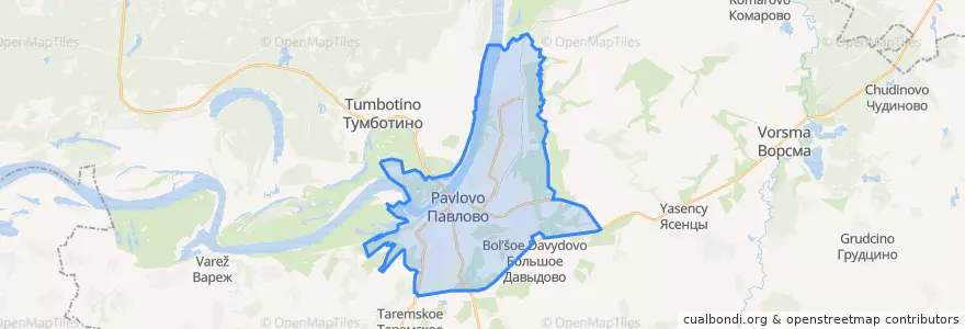 Mapa de ubicacion de городское поселение Павлово.