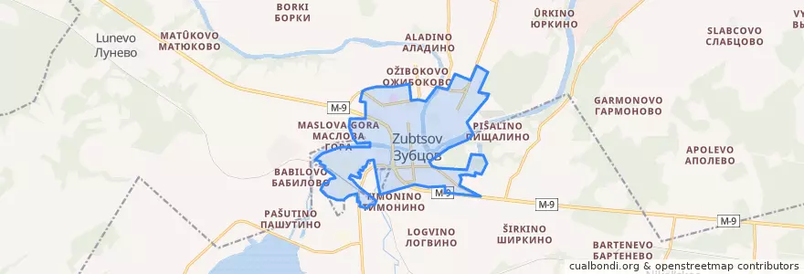 Mapa de ubicacion de городское поселение Зубцов.