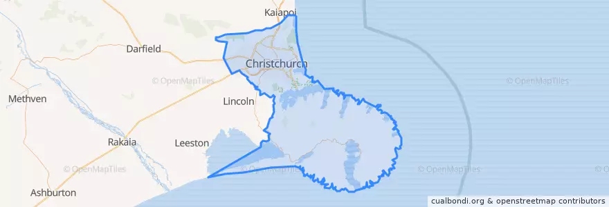 Mapa de ubicacion de Christchurch City.