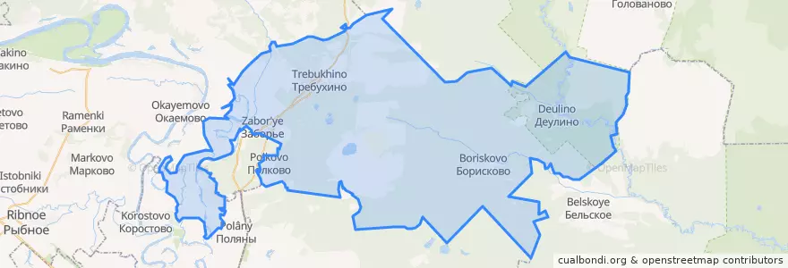 Mapa de ubicacion de Заборьевское сельское поселение.