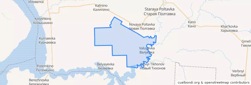Mapa de ubicacion de Валуевское сельское поселение.