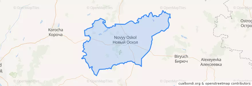 Mapa de ubicacion de Новооскольский городской округ.