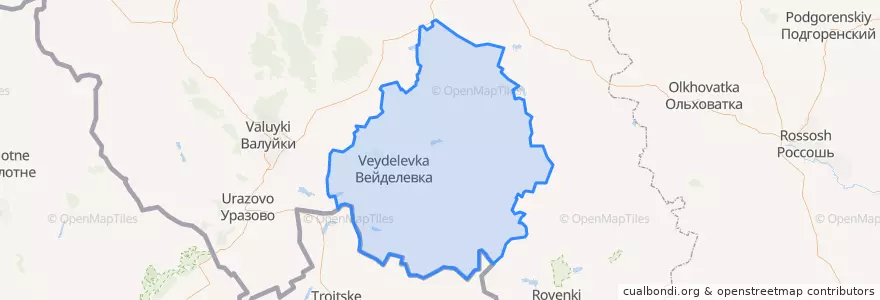 Mapa de ubicacion de Вейделевский район.