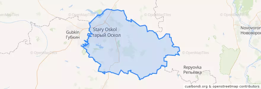 Mapa de ubicacion de Старооскольский городской округ.