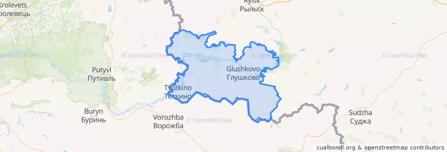 Mapa de ubicacion de Глушковский район.
