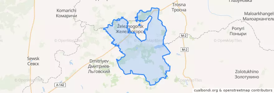Mapa de ubicacion de Железногорский район.