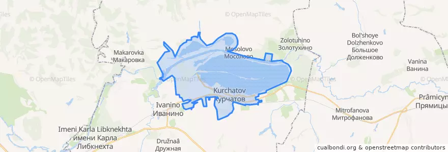 Mapa de ubicacion de городской округ Курчатов.