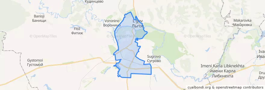 Mapa de ubicacion de городской округ Льгов.