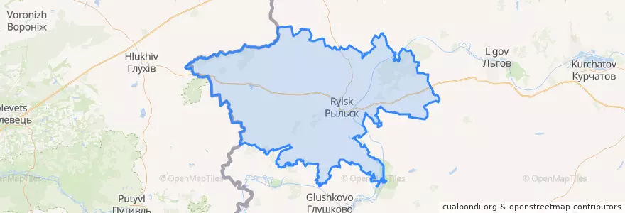 Mapa de ubicacion de Rajon Rylsk.