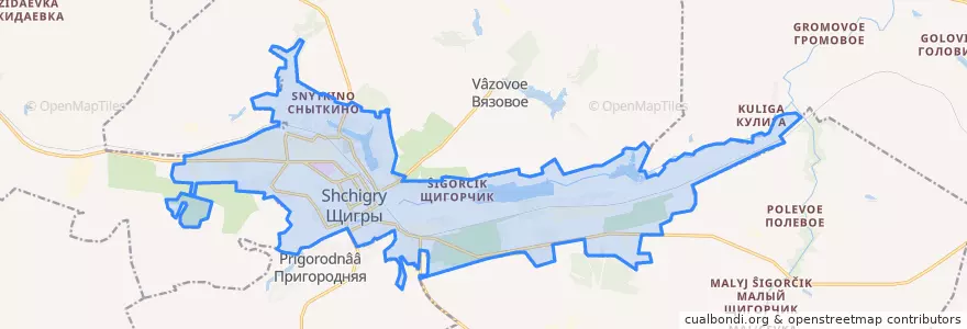 Mapa de ubicacion de городской округ Щигры.