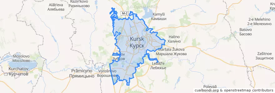 Mapa de ubicacion de Kursk.