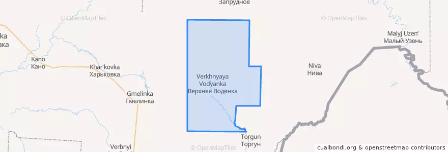 Mapa de ubicacion de Верхневодянское сельское поселение.
