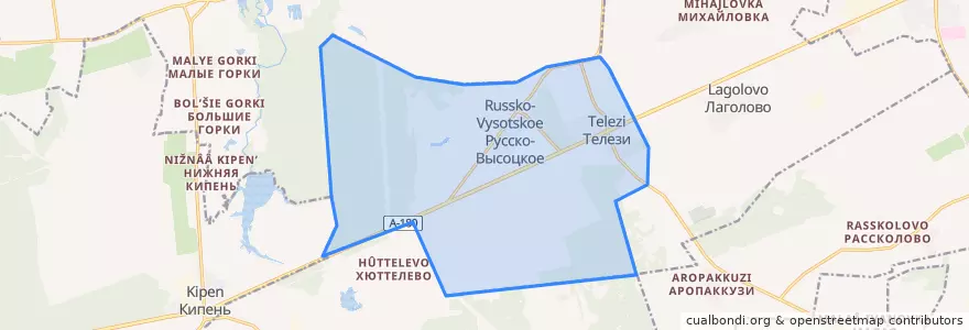 Mapa de ubicacion de Русско-Высоцкое сельское поселение.