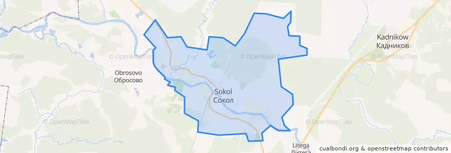 Mapa de ubicacion de городское поселение Сокол.