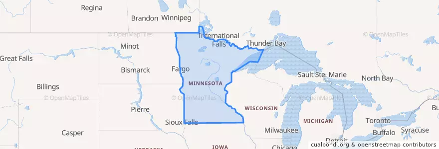 Mapa de ubicacion de Minnesota.