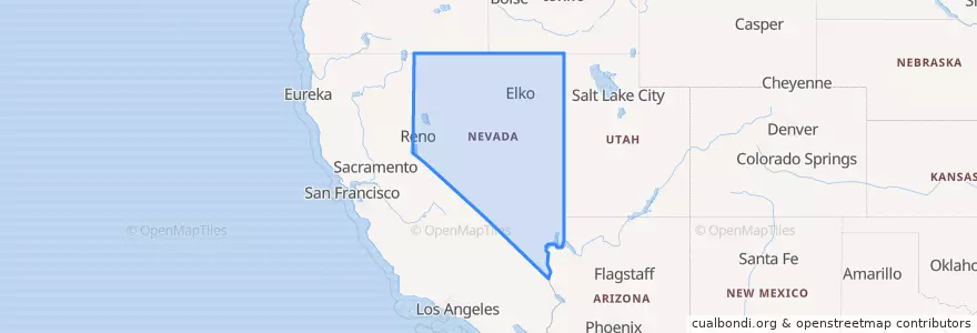Mapa de ubicacion de Nevada.