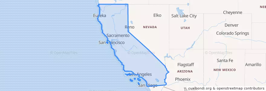 Mapa de ubicacion de California.