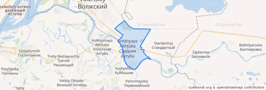 Mapa de ubicacion de городское поселение Средняя Ахтуба.