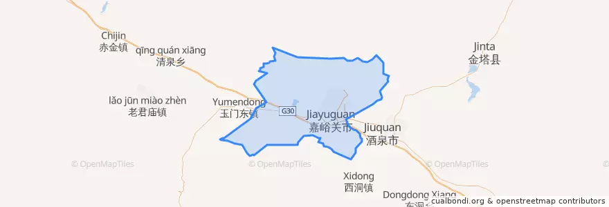 Mapa de ubicacion de 嘉峪関市.