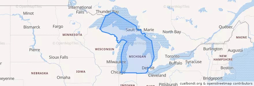 Mapa de ubicacion de Michigan.
