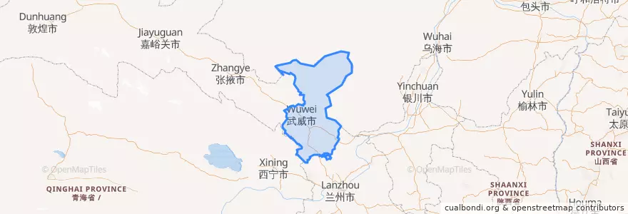 Mapa de ubicacion de Wuwei.