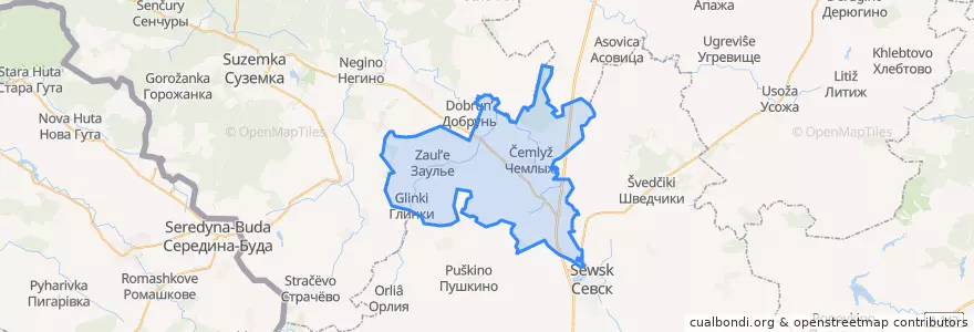 Mapa de ubicacion de Чемлыжское сельское поселение.