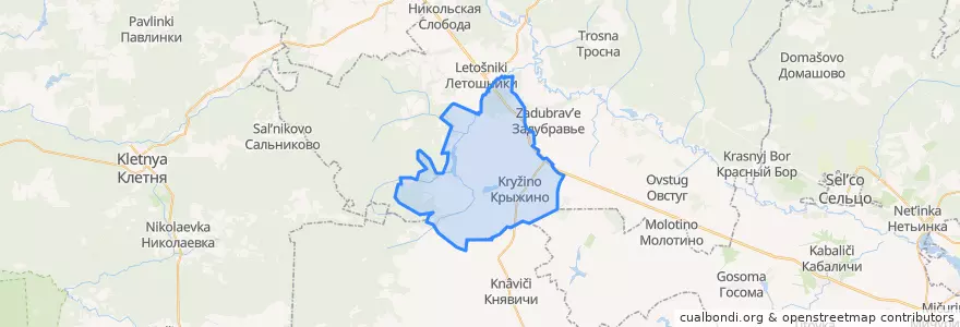 Mapa de ubicacion de Крыжинское сельское поселение.