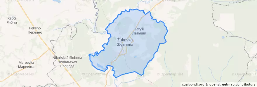 Mapa de ubicacion de Жуковское городское поселение.