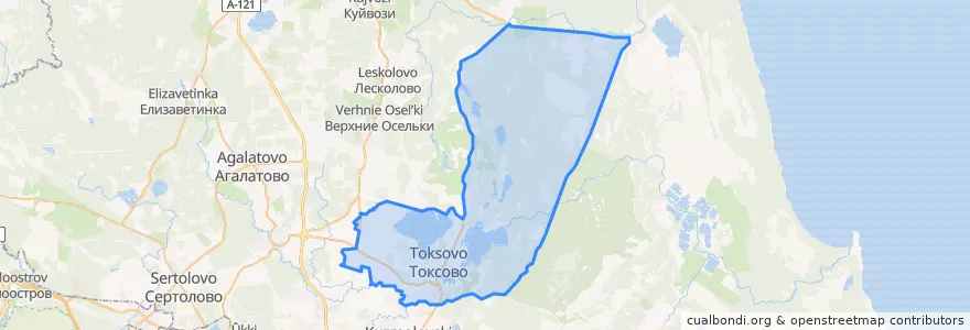 Mapa de ubicacion de Токсовское городское поселение.