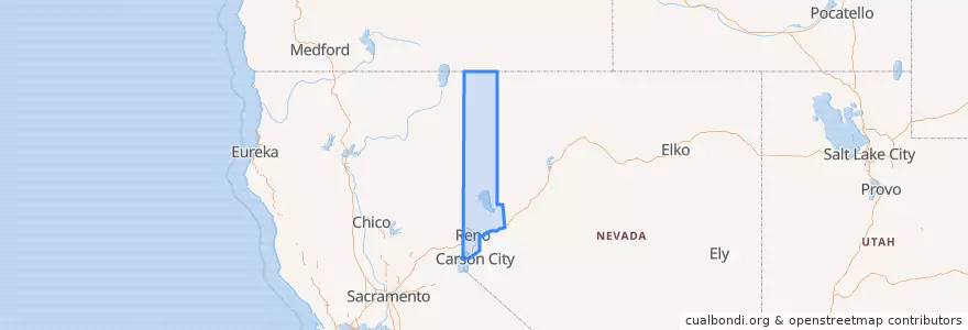 Mapa de ubicacion de Washoe County.