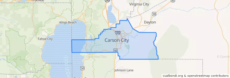 Mapa de ubicacion de Carson City.