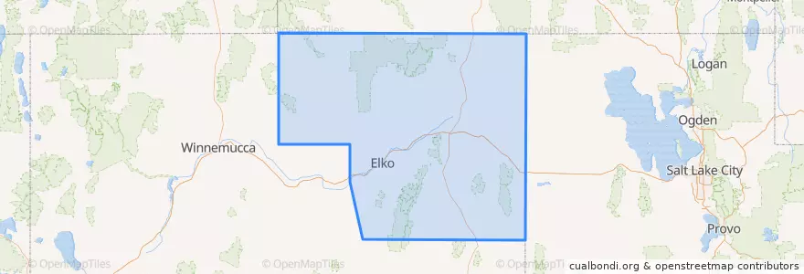 Mapa de ubicacion de Elko County.