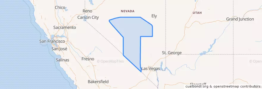 Mapa de ubicacion de Nye County.