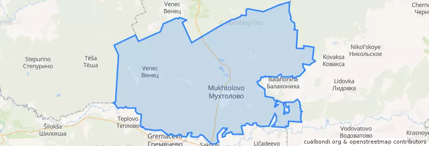 Mapa de ubicacion de городское поселение Мухтолово.