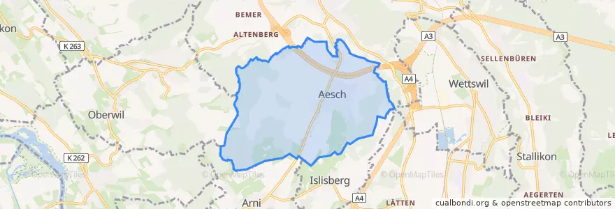 Mapa de ubicacion de Aesch (ZH).