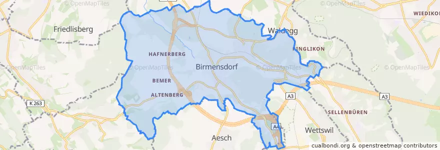 Mapa de ubicacion de Birmensdorf (ZH).