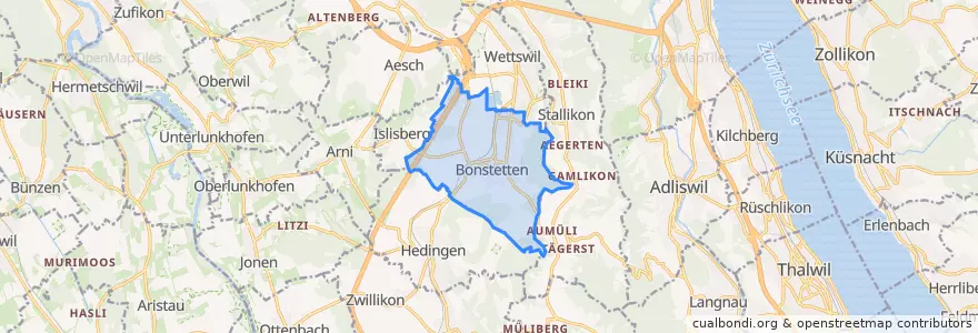 Mapa de ubicacion de Bonstetten.