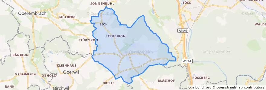Mapa de ubicacion de Brütten.