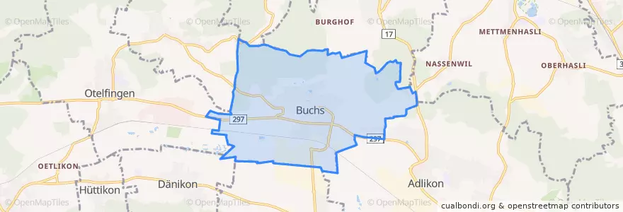 Mapa de ubicacion de Buchs (ZH).